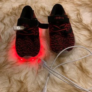 Toddler black and red light up Velcro sneakers